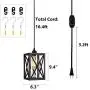 HMVPL Farmhouse Pendent Ceiling Lighting Fixtures with 16.4 Ft Plug in Cord and On/Off Dimmer Switch, Industrial Iron Glass Swag Hanging Lamps for Kitchen Island Dining Room Hallway