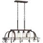 Marsden Bronze Gray Wood Rectangular Pot Rack Pendant Chandelier 36'' Wide Rustic Farmhouse Clear Seedy Glass 4-Light Fixture for Dining Room House Island Entryway Living Room - Franklin Iron Works