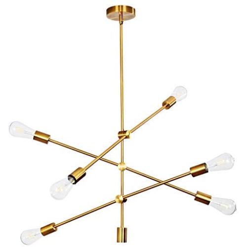 Brushed Gold Modern Sputnik Chandeliers 6 Lighting bewamf, Palacelantern Mid Century Vintage Brass Light Fixture Ceiling
