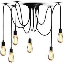 Veesee 6 Arms Industrial Ceiling Spider Lamp Fixture,Home DIY E26 Edison Bulb Chandelier Lighting,Metal Pendant Lights,Retro Chic Drop-light for Bedrooms Dining Kitchen Island Living Room(78.7in Wire)