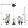 KOSTOMO 5 Light Black Chandeliers Contemporary Hanging Industrial Vintage Pendant Lights Modern Lighting Fixtures with Clear Glass Shade for Dining Room Bedroom