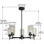 KOSTOMO 5 Light Black Chandeliers Contemporary Hanging Industrial Vintage Pendant Lights Modern Lighting Fixtures with Clear Glass Shade for Dining Room Bedroom