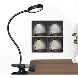 LED Clip Lamp with Dimmer USB Desk Table Lamp Reading Light Clip Lamp (Black)