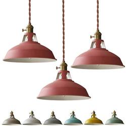 STGLIGHTING Dimmable Iron Pendant Light H-Type Track Light Pendants 3.9 ft Cord Macaron Red Lampshade Track Light Decoratefor Instant Pendant Lights for Living Room 3-Light Customizable