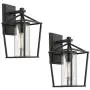 Emliviar Outdoor Porch Lights 2 Pack Wall Mount Light Fixtures, Black Finish with Clear Glass, 20065B1-2PK