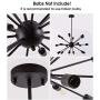 Weesalife Pendant Light Sputnik 18-Lights Chandeliers Matte Black Adjustable Industrial Retro Hanging Light Fixture for Living Room, Dining Room, Kitchen, Loft, Farmhouse, Sloped Ceiling