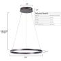 Harchee Modern LED Ring Chandelier Acrylic Round Shape Ceiling Light Fixture, Adjustable LED Circle Pendant Light with 1 Ring for Living Room, Dining Room, Warm White 3000K, Brown Finish, 23.6 inches