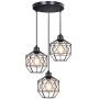 bgLight Industrial Semi Mount Pendant Light, 3 -Light Cage Haning Light Cluster Ceiling Chandeliers Pendant Lighting Fixture for Kitchen Isand, Dining Room,Living Room,Stariway -Black