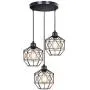 bgLight Industrial Semi Mount Pendant Light, 3 -Light Cage Haning Light Cluster Ceiling Chandeliers Pendant Lighting Fixture for Kitchen Isand, Dining Room,Living Room,Stariway -Black