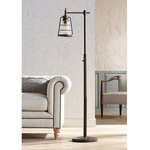 Averill Park Rustic Farmhouse Downbridge Floor Lamp Oiled Bronze Seedy Glass Shade LED Edison Bulb for Reading - Franklin Iron Works