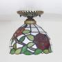 Tiffany Style Stained Glass Ceiling Lamp 8 Inch Green Leaves Red Rose Art Shade Flush Mount Ceiling Light for Living Room Bedroom Hotel Corridor Tiffany Style Stained Glass Ceiling Lamp 8 Inch Green Leaves Red Rose Art Shade Flush Mount Ceiling Light for Living Room Bedroom Hotel Corridor