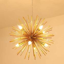 Jaycomey Firework Chandeliers with 8 Lights,Modern Rose Gold Pendant Lighting,Stanless Steel Ceiling Light Fixtures Wrought Aluminum Pendant Lamp for Bedroom Living Room,Dia19.6 Inch