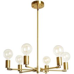 BAODEN 6 Lights Fixture Modern Gold Sputnik Chandelier Brushed Brass Mid Century Pendant Light Semi Flush Mount Hanging Lamps for Dining Bedroom Kitchen Lighting