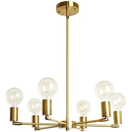 BAODEN 6 Lights Fixture Modern Gold Sputnik Chandelier Brushed Brass Mid Century Pendant Light Semi Flush Mount Hanging Lamps for Dining Bedroom Kitchen Lighting BAODEN 6 Lights Fixture Modern Gold Sputnik Chandelier Brushed Brass Mid Century Pendant Light Semi Flush Mount Hanging Lamps for Dining Bedroom Kitchen Lighting