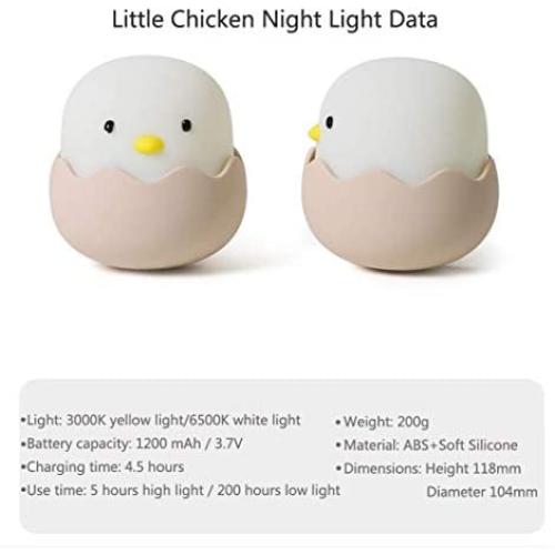 (2020 Christmas Gifts) Animal Shape LED Night Light, Girl and Boy Room Lights, Soft Silicone Animal Lights, Bedroom Color Changing Table Lamps, Baby Toys Cool Night Lights (Chick)