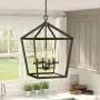 Emliviar 4-Light Dining Room Chandelier, Farmhouse Cage Pendant Hanging Light, Oil Rubbed Bronze Finish with Clear Glass Shade, YE19109-4 ORB