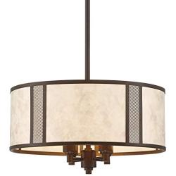 Bryce Oil Rubbed Bronze Drum Pendant Light 20'' Wide Mica Shade 4-Light Fixture for Dining Room House Foyer Kitchen Island Entryway Bedroom - Regency Hill