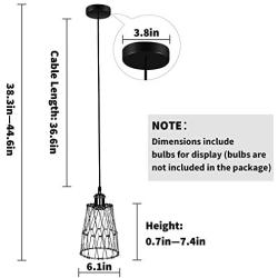 Xingoo Industrial Pendant Light Deformable Hanging Light, Vintage Metal Ceiling Pendant Light Indoor Lighting Adjustable Hanging Lamp for Kitchen Living Room Dining Room Bedroom,Black