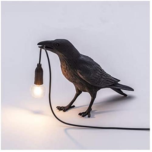 Awolf Resin Crow Desk Lamp Lights,Birds Shaped Table Lamps,Wall Lamp,Nordic Modern Art Decor for Bedside Living Room Decoration Raven Desk Lamp. (Table_Black A)