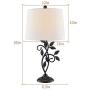 Maxax Traditional Table Lamp with White Fabric Shade Set of 2 for Living Room and Bedroom, Black