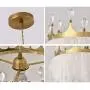 BOKT Nordic Style Chandelier with White Feather Crown Chandelier Modern Metal LED Pendant Lighting Crystal Ceiling Hanging Light for Bedroom Hotel Dining Room Living Room (35cm 13.8)