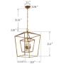 Decomust 17'' Lantern Pendant Light Industrial Vintage Lantern Iron Cage Hanging with 3-Light, Chandelier for Traditional Dining Room Bar Cafe (Gold)