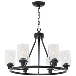 MELUCEE 6-Light Chandeliers for Dining Room, Farmhouse Lighting Black Light Fixtures Ceiling Hanging Industrial Pendant Light for Kitchen Island Bedroom Living Room