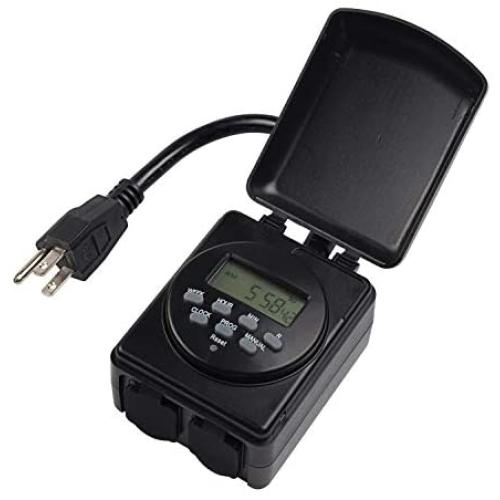 BN-LINK 7 Day Outdoor Heavy Duty Digital Programmable Timer BND/U58S, Dual Outlet, Weatherproof, Heavy Duty, Accurate For Lamps Ponds Christmas Lights 1875W 1/2HP