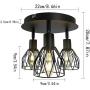 Ganeed Semi-Flush Mount Ceiling Light,3-Lights Industrial Multi Directional Ceiling Light Fixtures,Iron Cage Ceiling Lamp Pendant Lighting for Farmhouse Island Dining Room Hallway Bedroom