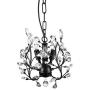 SEOL-LIGHT Farmhouse Crystal Branch Chandelier Pendant Hanging Lighting Fixture Small Size Flush Mount 120W with 3 Socket Black for Bedroom,Foyer,Kitchen,Dining Room