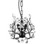 SEOL-LIGHT Farmhouse Crystal Branch Chandelier Pendant Hanging Lighting Fixture Small Size Flush Mount 120W with 3 Socket Black for Bedroom,Foyer,Kitchen,Dining Room