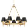Manhattan Burnished Brass Large Wagon Wheel Chandelier 37 1/2'' Wide Modern Glass Spike Black Shades 6-Light Fixture for Dining Room House Foyer Kitchen Island Entryway Bedroom - Possini Euro Design