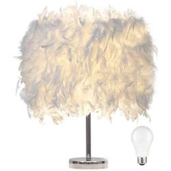 Feather lamp,White Beside Table lamp for Bedroom,Children,Wedding,Birthday,Vintage Deco Desk Light Free Light buld Include(A)