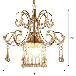 BAYCHEER Swirling Chandelier Victorian Iron 3 Lights Lamp with Draping Crystal Drops Pendant Antique Gold Bell Dining Table Ceiling Hanging Light for Kitchen Island Dining Room Bathroom Bar