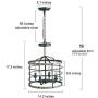 LALUZ Drum Chandelier，Farmhouse Chandeliers for Dining Rooms，4 Lights Pendant Lighting in Faux Wood Finish, W14.2''xH17.3''