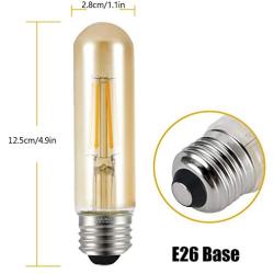 T10 LED Bulbs 2200K Warm White, 4W Amber Colored Tubular Edison Light Bulbs, E26 Medium Base,40 Watt Equivalent, Dimmable Tube Vintage Led Bulbs, LED Filament Bulb for Desk Lamp, Display Pendant Light