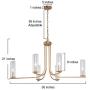 LOG BARN Brass Chandelier, Modern Dining Room Lighting Fixtures Hanging with Clear Glass Shades, Contemporary Large Gold Chandeliers for Living Room, 6-Light, 36” Dia