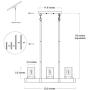 Farmhouse Chandelier for Dingin Rooms,3-Lights Kitchen Island Lighting,Rectangle Wood Chandelier with Seedy Glass Shape