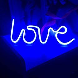 Ninboca Blue Love Neon Sign for Wall Decor Bedroom Art Decor Home Lighting, Child Kids Baby Creative Love Letter Evening Night Light,Blue Neon Lights Sign Battery and USB Cable Operated Power