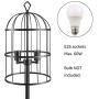 ROSEN GARDEN Wrought Iron Bird Cage Floor Lamp with Side Table, Metal Standing Lamp, Reading Vertical Lamp for Living Room Bedroom, Black Matte