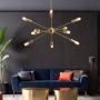 KDG Chandeliers 10 Lights Modern Sputnik Chandeliers Mid Century Pendant Lighting Gold Brass Ceiling Light Fixture for Kitchen Dining Room Living Room (Gold)