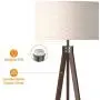 LEPOWER Wood Floor Lamp Tripod, Mid Century Standing Lamp, Vintage Design Reading Lamp for Living Room, Bedroom and Office, Flaxen Lamp Shade with E26 Lamp Base