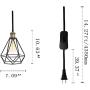 Riomasee Industrial Plug in Pendant Lighting 14.27 Ft Hanging Light Cord with On/Off Switch,Vintage Wire Cage Black Metal Hanging Lamp