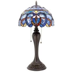 Tiffany Style Table Lamp Blue Purple Stained Glass Cloud Lampshade W12H22 Inch S558 WERFACTORY Lamps Lover Girlfriends Kids Living Room Bedroom Office Study Antique Reading Lighting Art Crafts Gifts