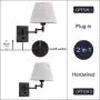 Wall Sconce Sets of 2 Wall Lamps with Plug in Cord Adjustable Swing Arm Wall Lights Bedroom Fabric Shade Wall Mount Sconce Fixtures for Living Room Bedside Hallway (Black base, White shade) Wall Sconce Sets of 2 Wall Lamps with Plug in Cord Adjustable Swing Arm Wall Lights Bedroom Fabric Shade Wall Mount Sconce Fixtures for Living Room Bedside Hallway (Black base, White shade)