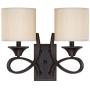 Westinghouse Lighting 6302700 Lenola Two-Light Indoor Wall Fixture, Amber Bronze Finish with Beige Fabric Shades