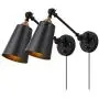 Pauwer Industrial Plug in Wall Sconces Set of 2 with On Off Switch Vintage Edison Swing Arm Wall Lamp Black Metal Shade Wall Light Fixtures