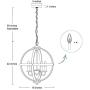 KSANA Farmhouse Chandeliers for Dining Rooms, 4 Lights Metal Dining Room Lighting Fixtures Ceiling Hanging, Orb Foyer Chandelier Lighting for Bedroom and Living Room, Faux Wood & Silver Brushed Finish