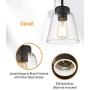 Eapudun Industrial Ceiling Light Fixture with Clear Glass Shade, Semi-Flush Mount Ceiling Lights Farmhouse Pendant Lighting for Kitchen Island Dining Room Foyer Hallway Entryway , SMA1146-MBK
