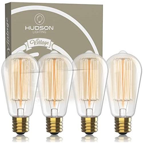 Vintage Incandescent Edison Light Bulbs: 60 Watt, 2100K Warm White Lightbulbs - E26 Base - 230 Lumens - Clear Glass - Dimmable Antique Filament ST64 Light Bulb Set - 4 Pack